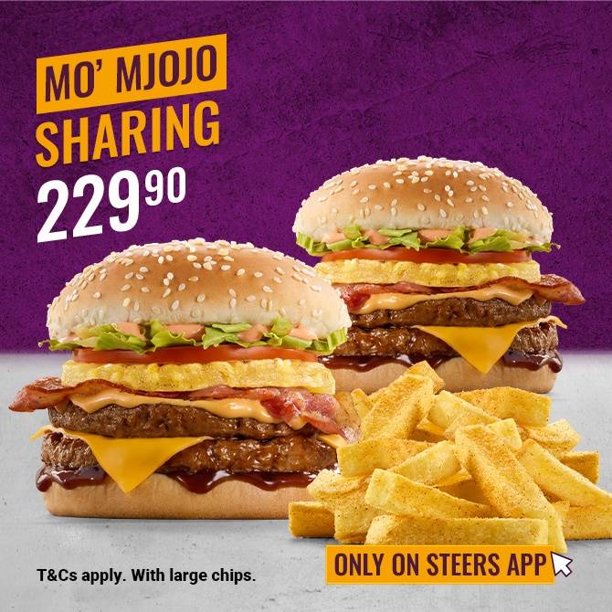 Mo' Mjojo Sharing Meal with 2x Mo' Mjojo Burgers and large chips
